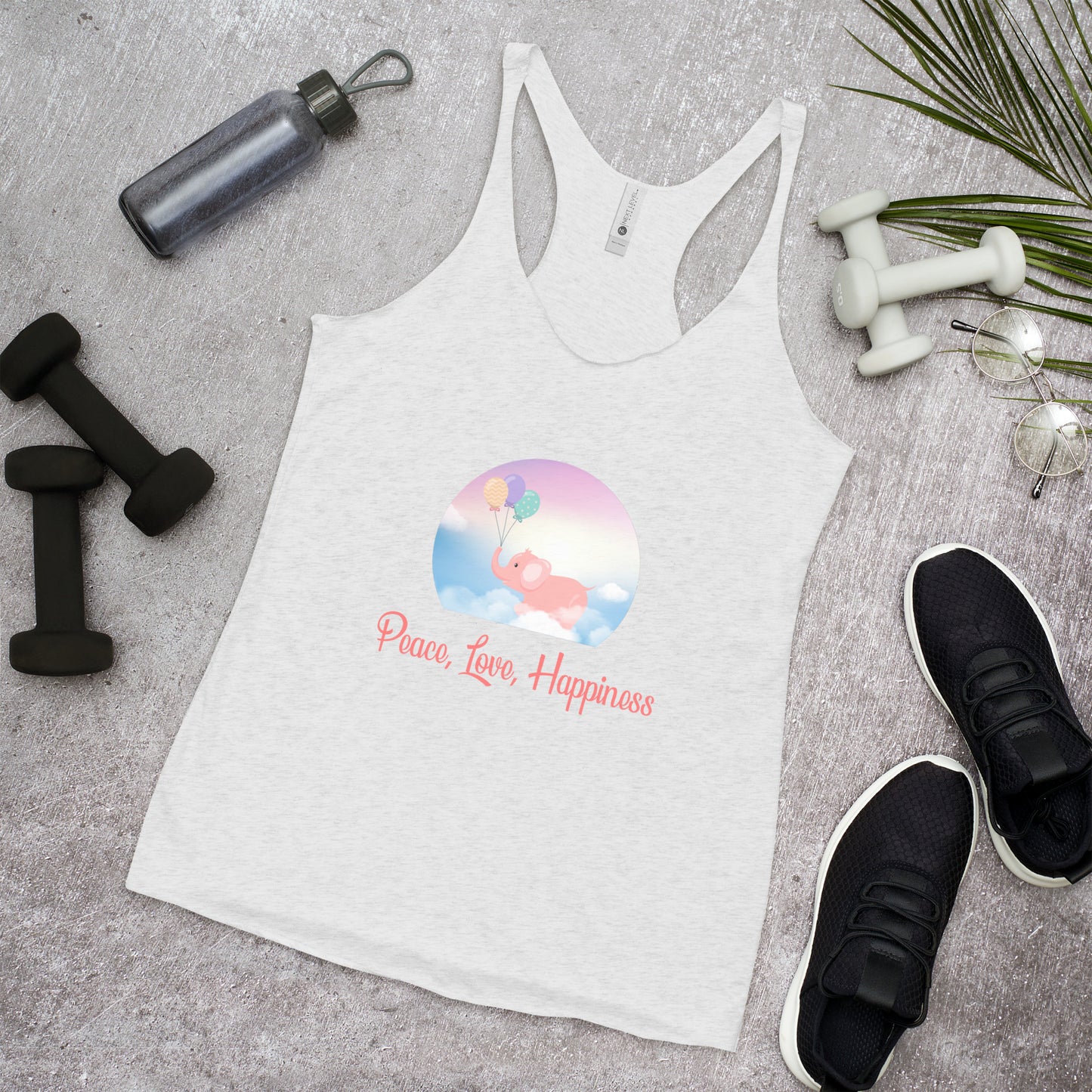 Peace, Love, Happiness Women's Racerback Tank