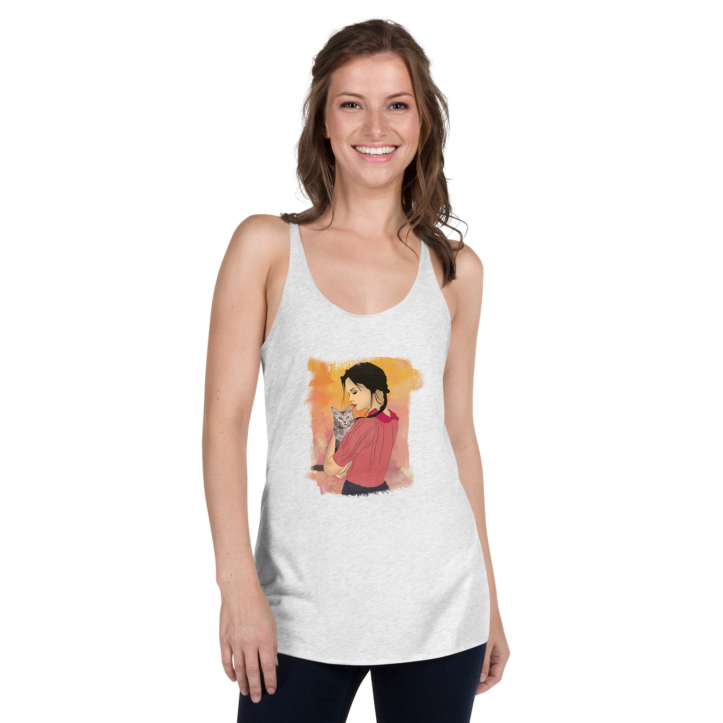 Girl With Cat Women's Racerback Tank