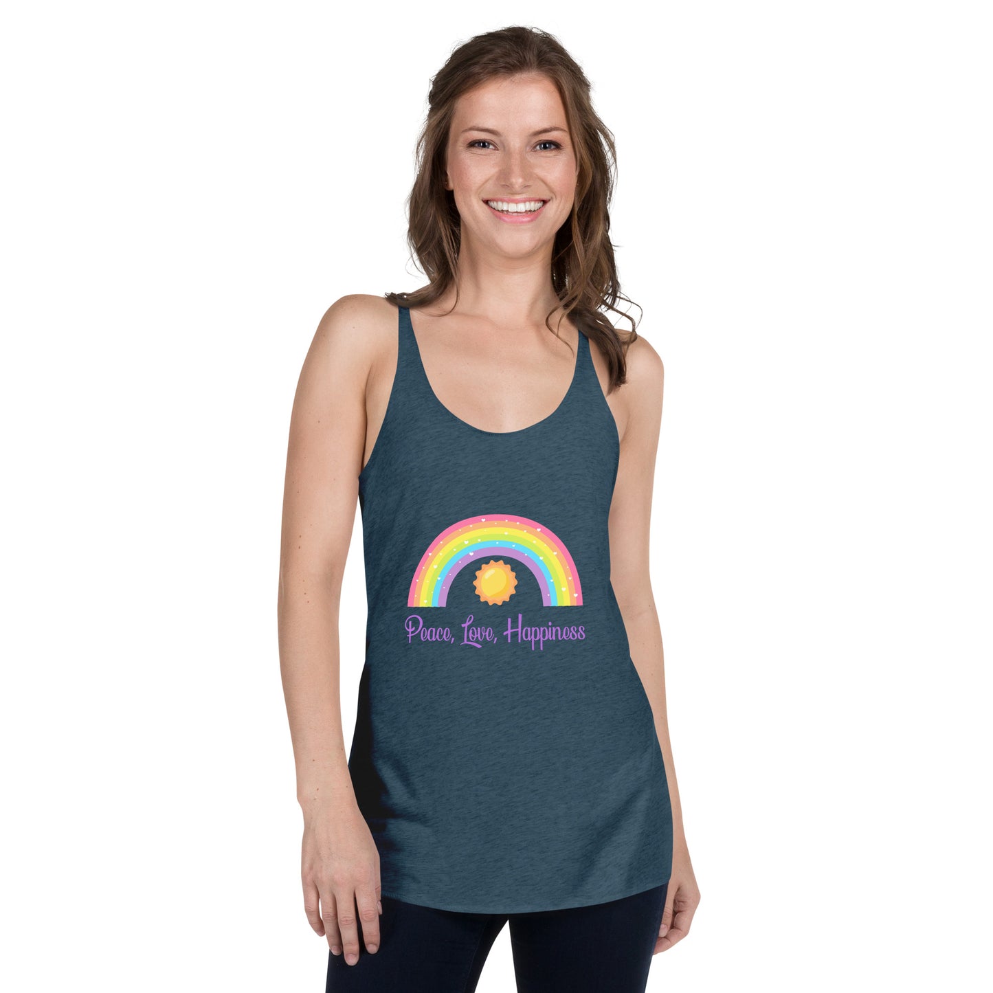 Peace, Love, Happiness Women's Racerback Tank