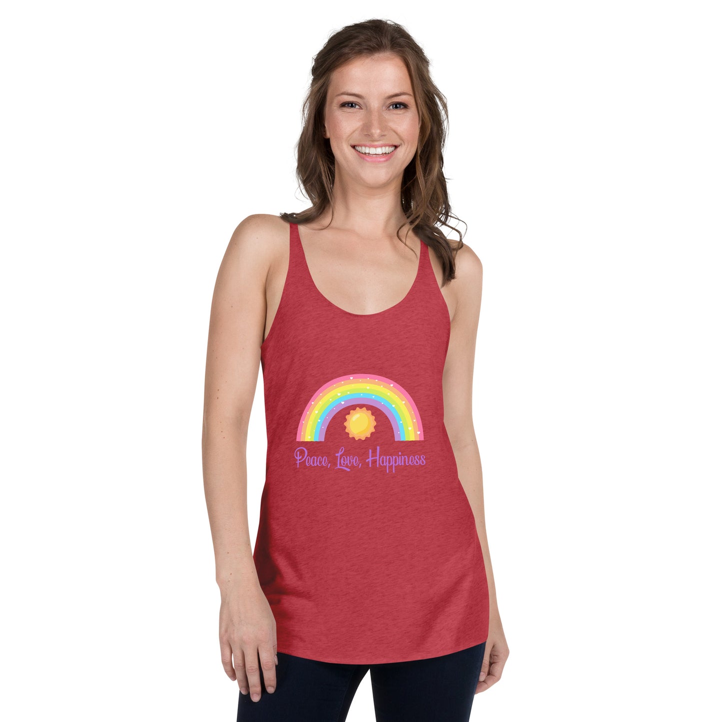 Peace, Love, Happiness Women's Racerback Tank